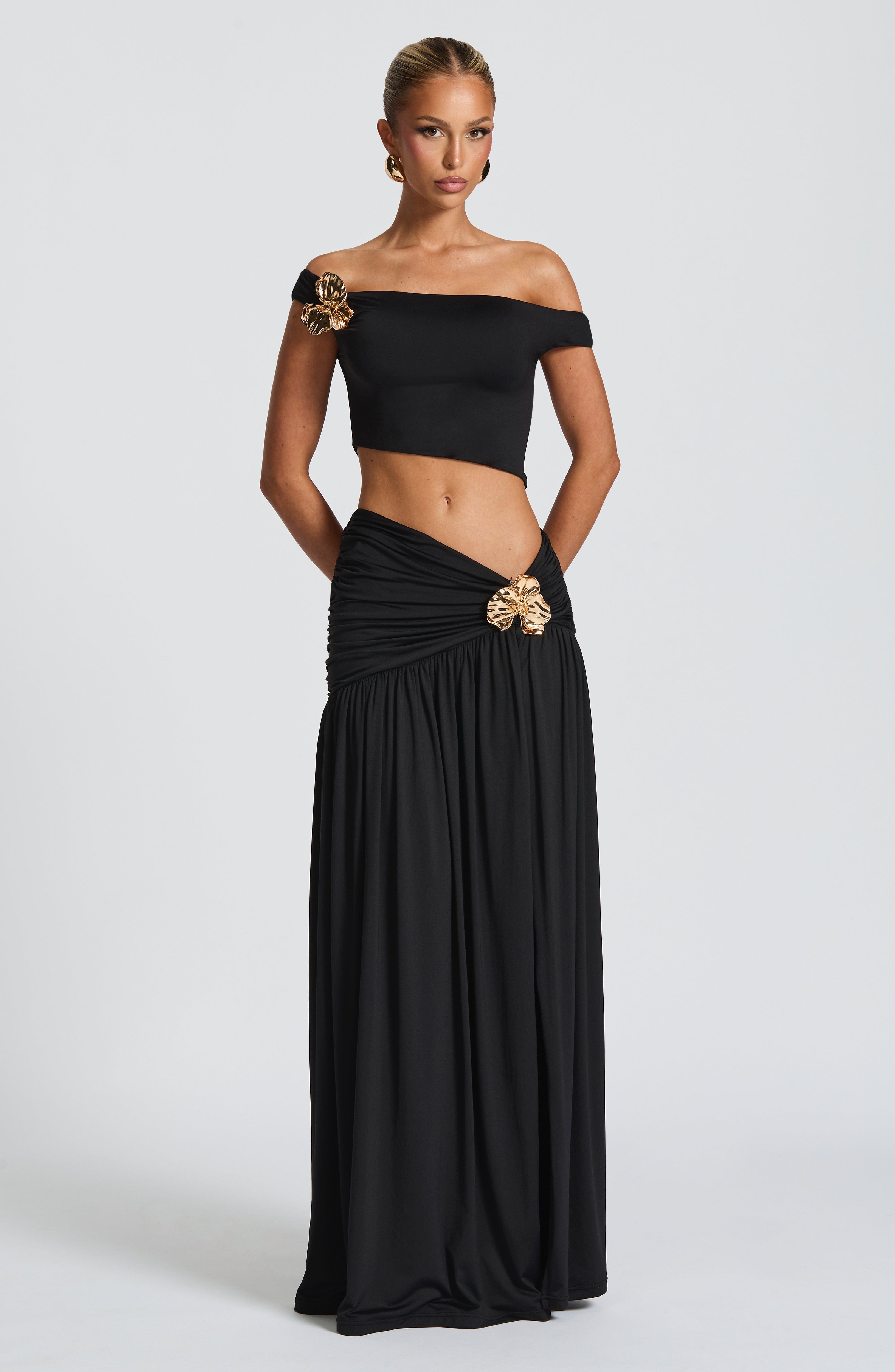Saira Maxi Skirt & Eva Top Set - Black