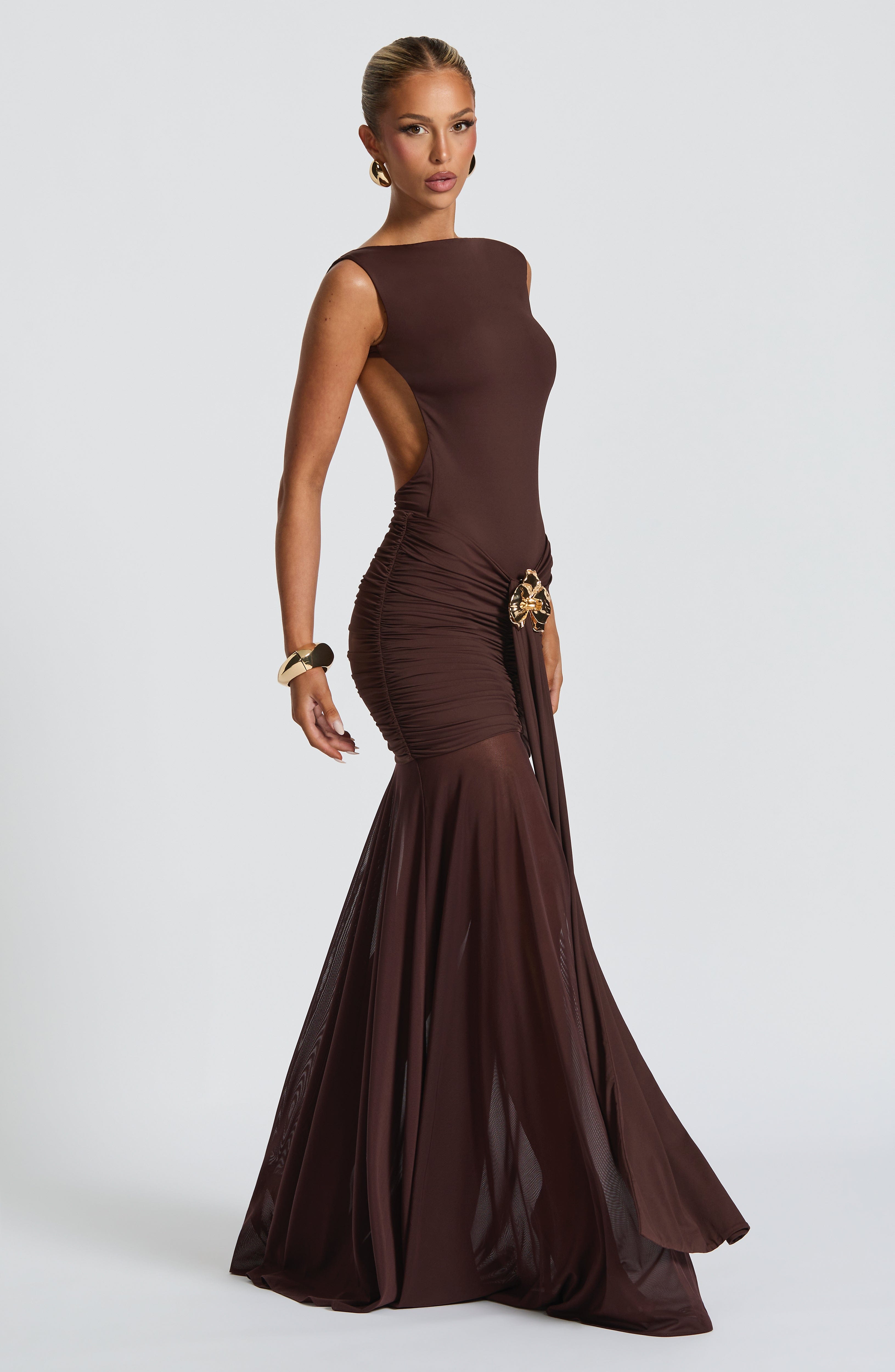 Tori Bodysuit & Fae Maxi Skirt Set - Plum Brown