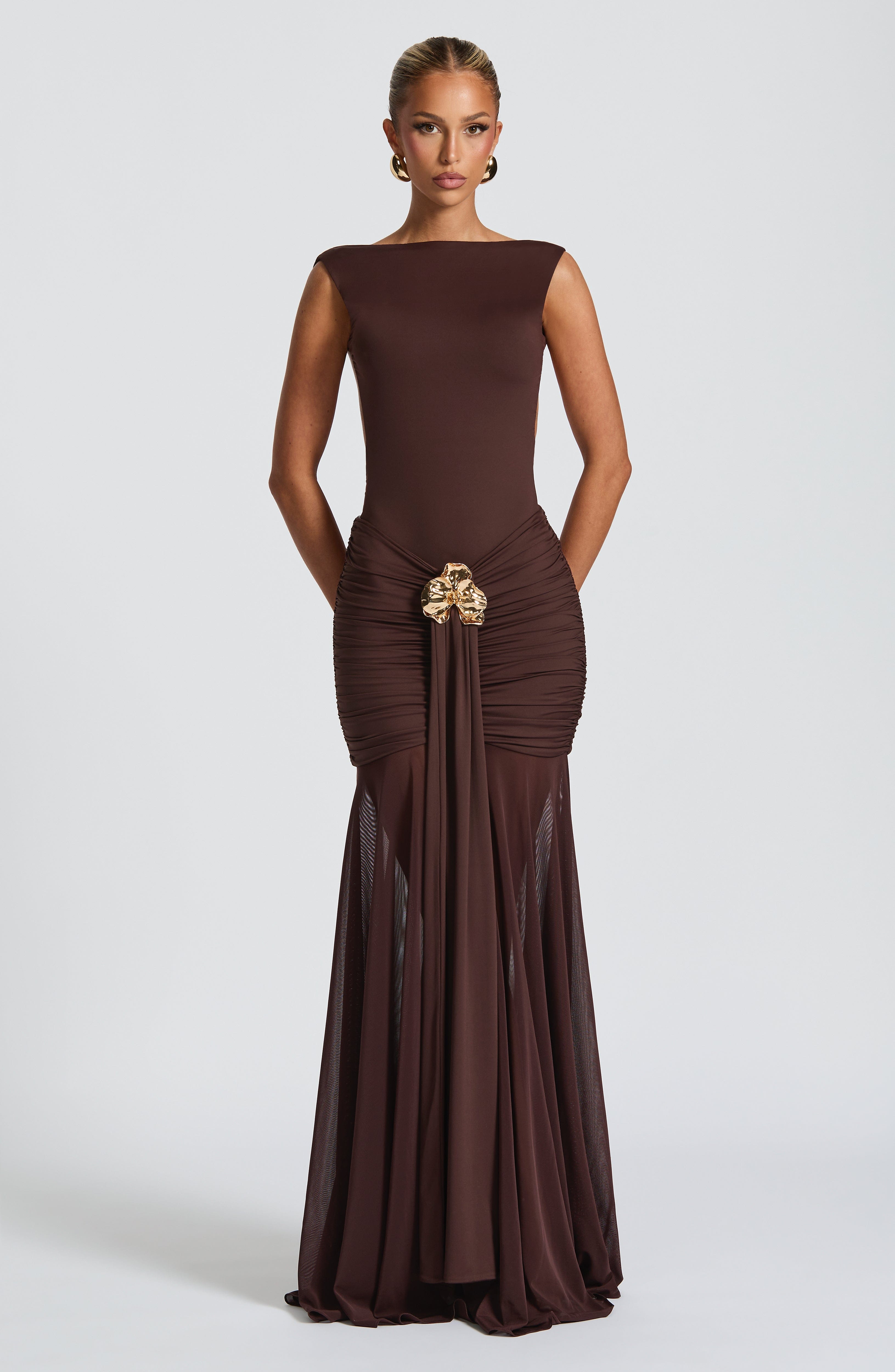Tori Bodysuit & Fae Maxi Skirt Set - Plum Brown
