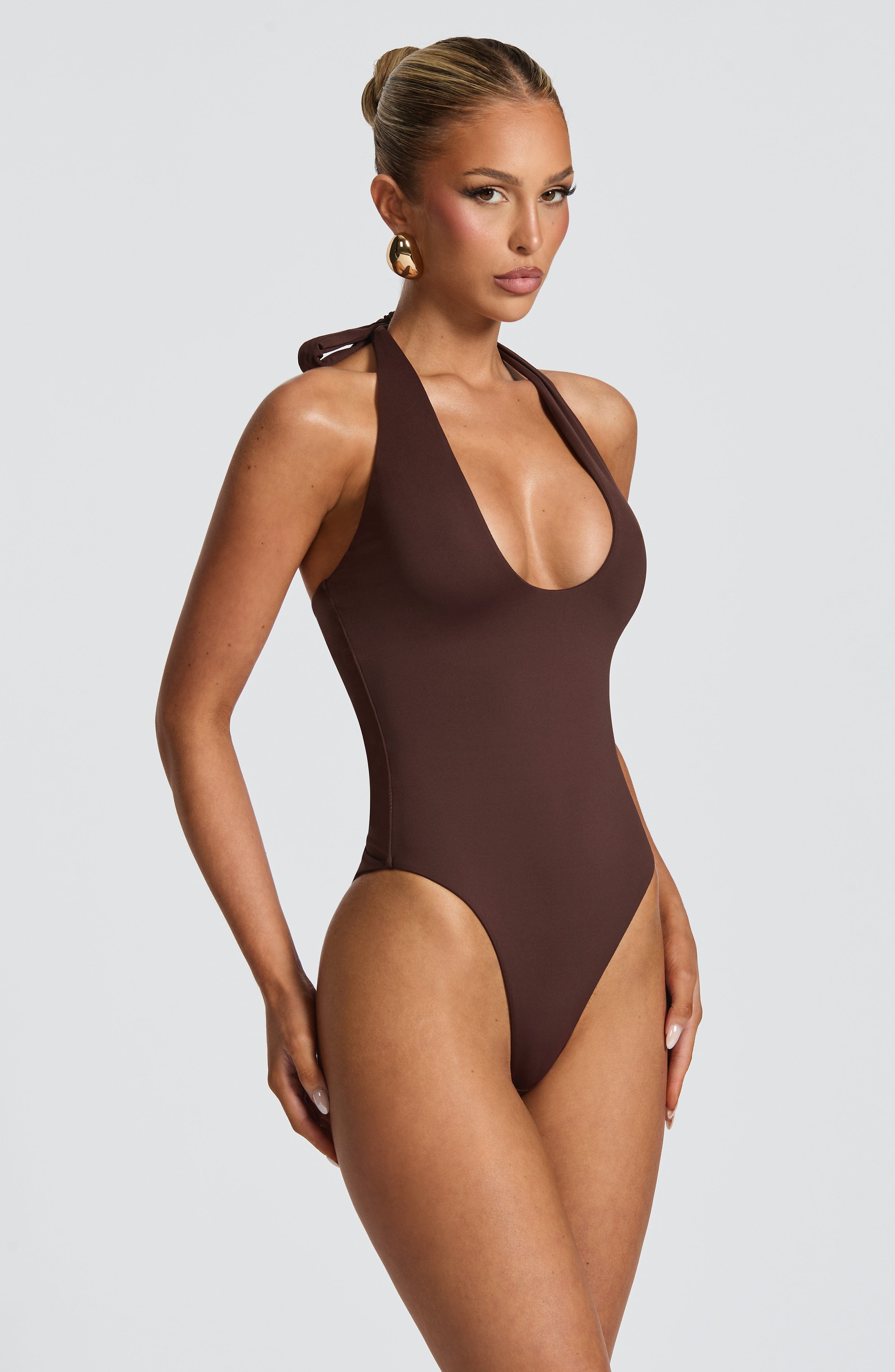 Odele Bodysuit & Saira Maxi Skirt Set - Plum Brown