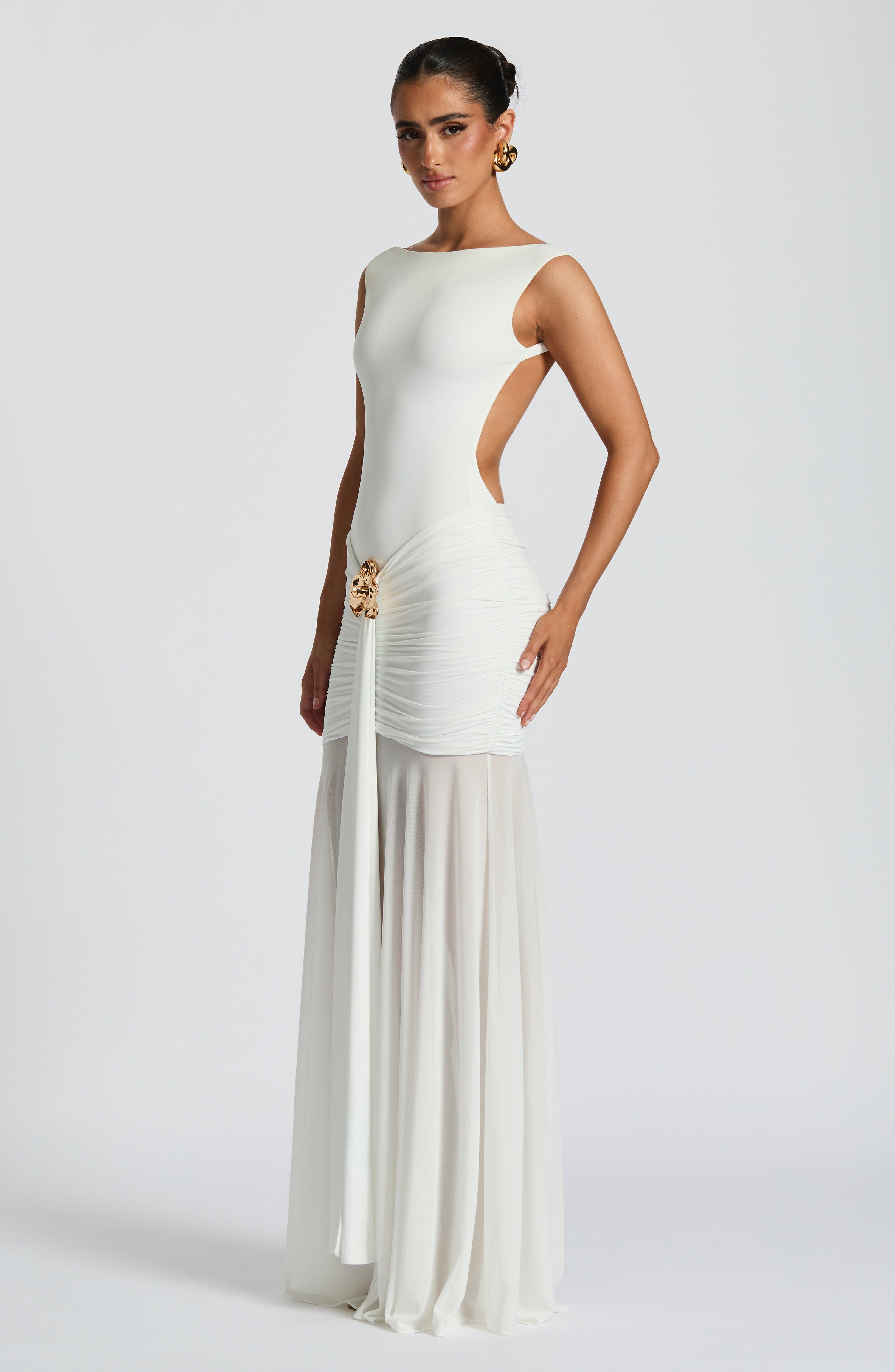 Tori Bodysuit & Fae Maxi Skirt Set - White
